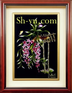 牡丹花刺绣=兰手工刺绣　76＝SHVN 1076 - 45cm x 60cm (2)